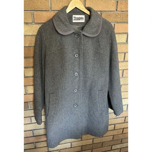 M. Liman Penguin Fashions Womens Vintage Wool Button Long Coat Gray Size 18
